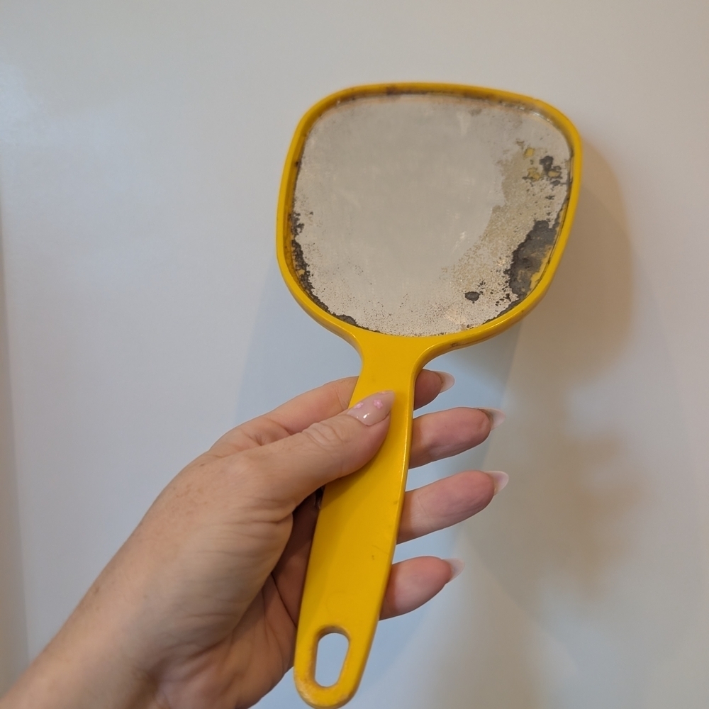 Vibrant Yellow Handheld Mirror